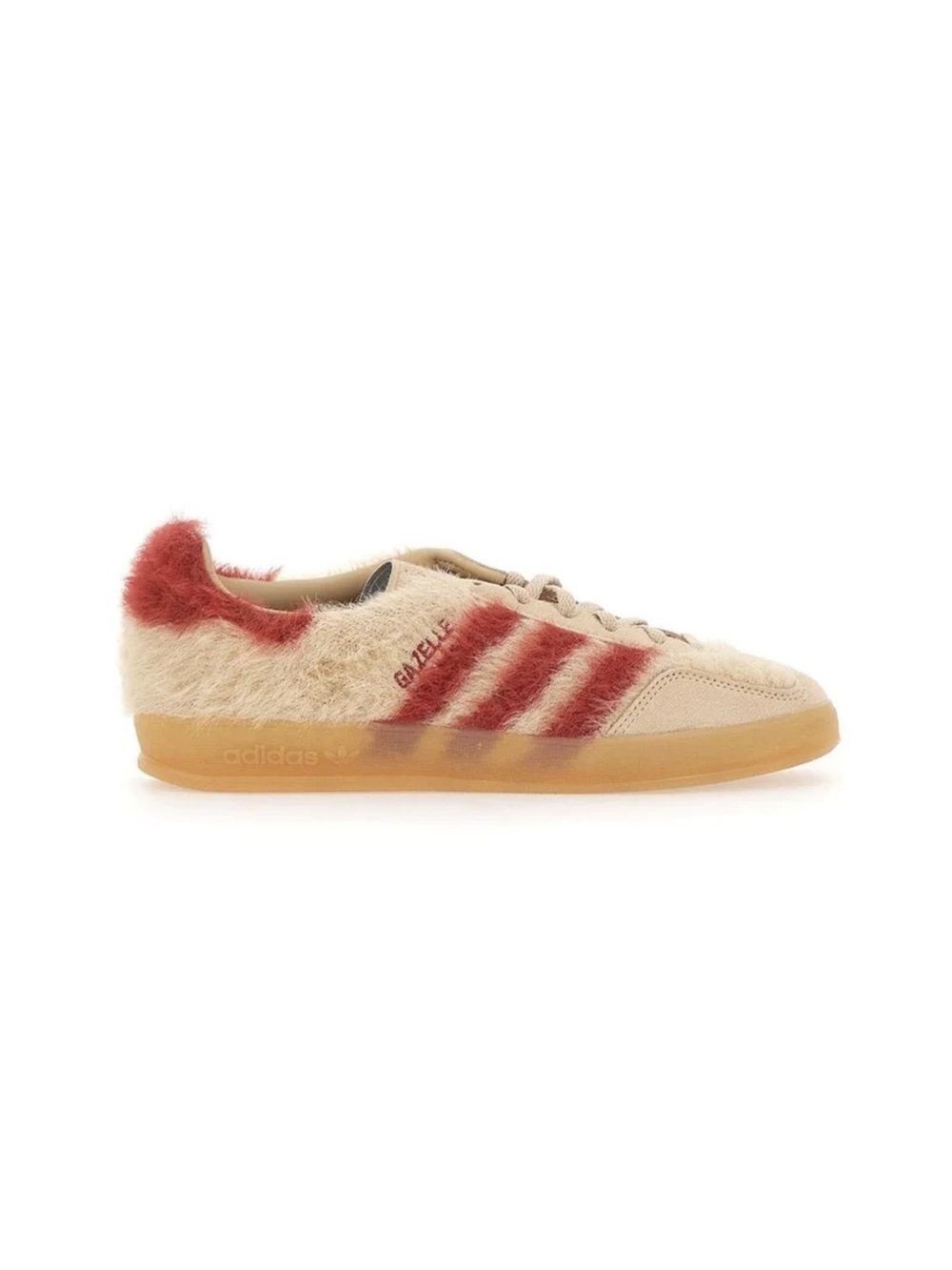 Adidas Originals Gazelle Indoor Fuzzy Suede Sneakers Beige Red NWT US 7,5 - Picture 7 of 7